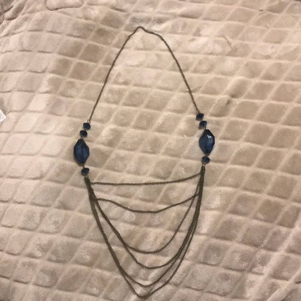 3/$13 Beautiful blue stone necklace about 32”